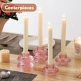thumbnail image 3 of Glass Candle Holders, Set of 6 Taper Candle Holders, Tea Light Candle Holders, Candlestick Holders, Stackable Glass Candle Holders for Table Centerpiece, Thanksgiving, Christmas(Pink), 3 of 6
