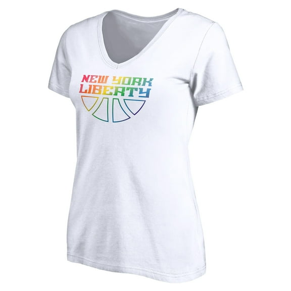 Women's White New York Liberty Team Pride Wordmark V-Neck T-Shirt