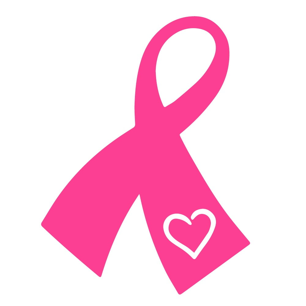 Slap-Art Breast Cancer Heart Ribbon Vinyl Decal Sticker Soft Pink 