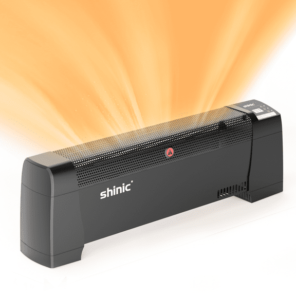 shinic 1500W Quiet Convection Baseboard Heater with Thermostat & Timer, 120V Electric Baseboard Heater for Indoor Use Bedroom Home Office