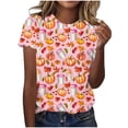 thumbnail image 6 of Women's Fall Pumpkin Coffee Cup Print T-Shirts Casual Short Sleeve Tops Autumn Graphic Tees Crewneck Holiday Shirts Comfortable Thanksgiving Blouse, 6 of 8
