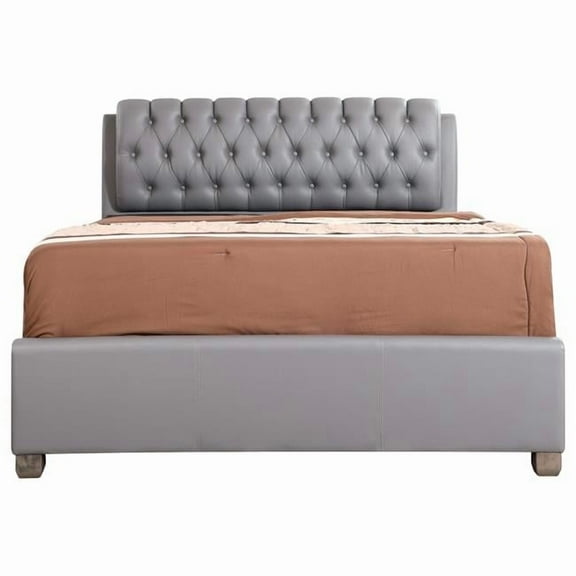 Marilla Transitional Panel Bed, Light Grey - King Size