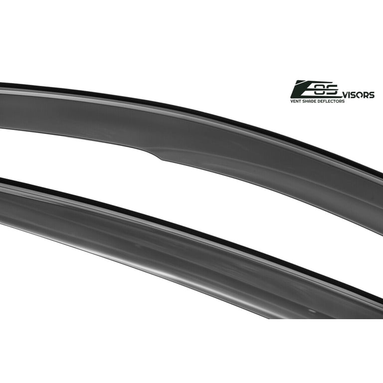 Replacement For 2016-2020 Honda Civic Coupe Models | EOS Visors JDM Smoke Tinted Chrome Trim Side Window Vents Deflectors Rain Guard Dwv V43