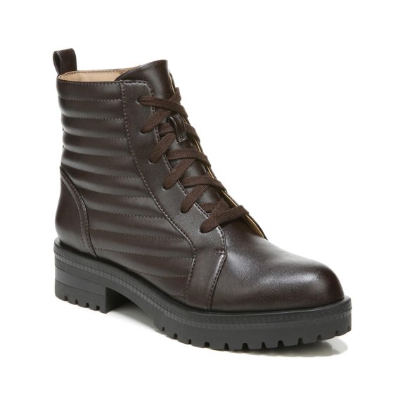 LifeStride Womens Stormy Faux Leather Platform Combat & Lace-up Boots