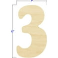 thumbnail image 2 of Pack of 1, 12 Inch x 1/4" Baltic Birch 3 Wood Numbers in The Goudy Font for Wood Craft Project, Children or Adult Art Work, Home and Holiday Décor and DIY Fun, Made in USA, 2 of 2