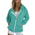thumbnail image 2 of Stichou Zip Up Hoodies for Women Drop Shoulder Fleece Comfy Cute Hoodies Oversized Drawstring Baggy Casual Soft Hooded Jacket Green M, 2 of 8