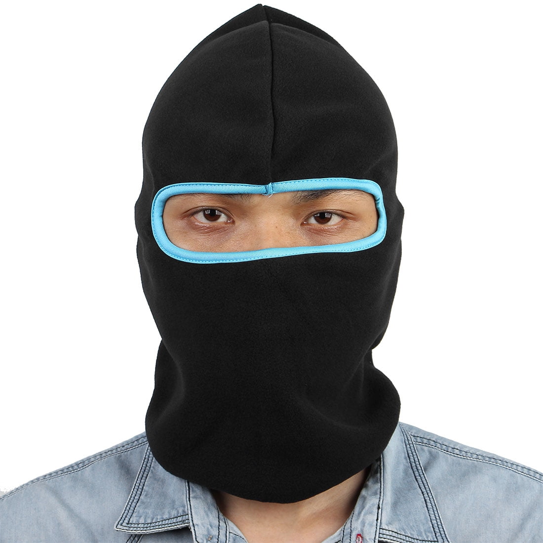 Hiking Skiing Fleece Wind Stopper Full Face Protect Mask Balaclava Hat Cap Black Blue by Unique-Bargains