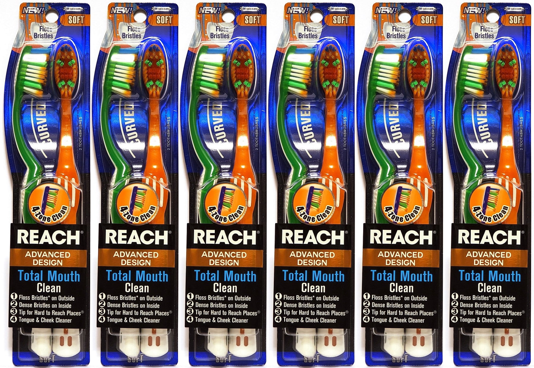 Reach Advanced Design Total Mouth Clean Curved Toothbrush, Soft, 2