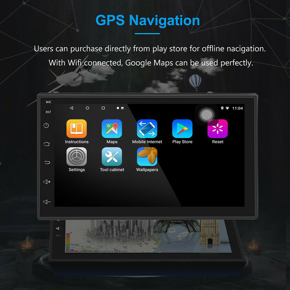 Android 9.1 7 Inch 2 DIN Car Stereo Radio Multimedia Player GPS Navigation in Dash AutoRadio Bluetooth/USB/WiFi - image 4 of 7