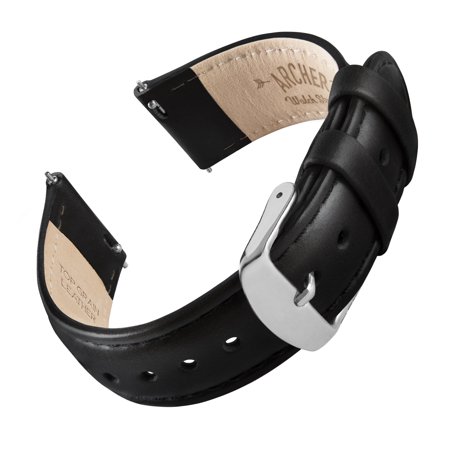 Archer Watch Straps - Top Grain Leather Quick Release Watch Straps (Black/Matched Thread, 18mm)