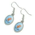 thumbnail image 2 of T-Rex-Ercise Exercise Dinosaur Funny Humor Novelty Dangling Drop Oval Charm Earrings, 2 of 4