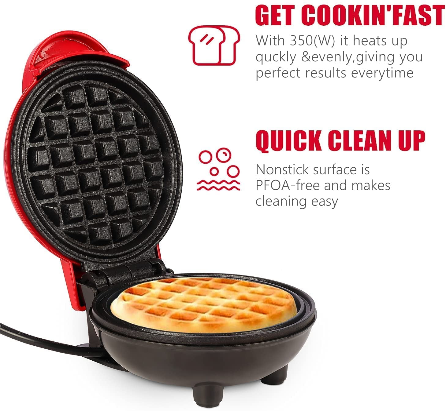 Buy Seenda Mini Waffle Maker, Portable Electric NonStick Waffle Iron