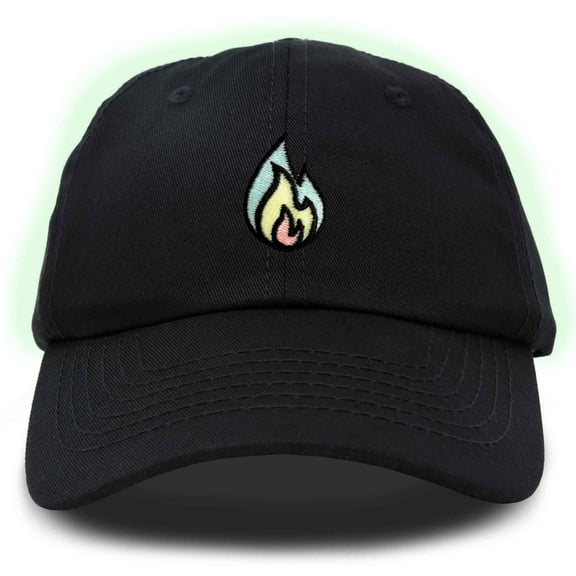 Dalix Fire Embroidered Lit Flame Dad Hat Cotton Baseball Cap Adjustable Mens in Black