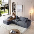 thumbnail image 4 of Modular Sectional Sofa, Deep Seat Corduroy Cloud Couch with Cup Holders, USB Ports& Storage Box, Sleeper Sofa Couch Boneless Couches with Movable Ottoman for Living Room, No Assembly Required (Gray), 4 of 10