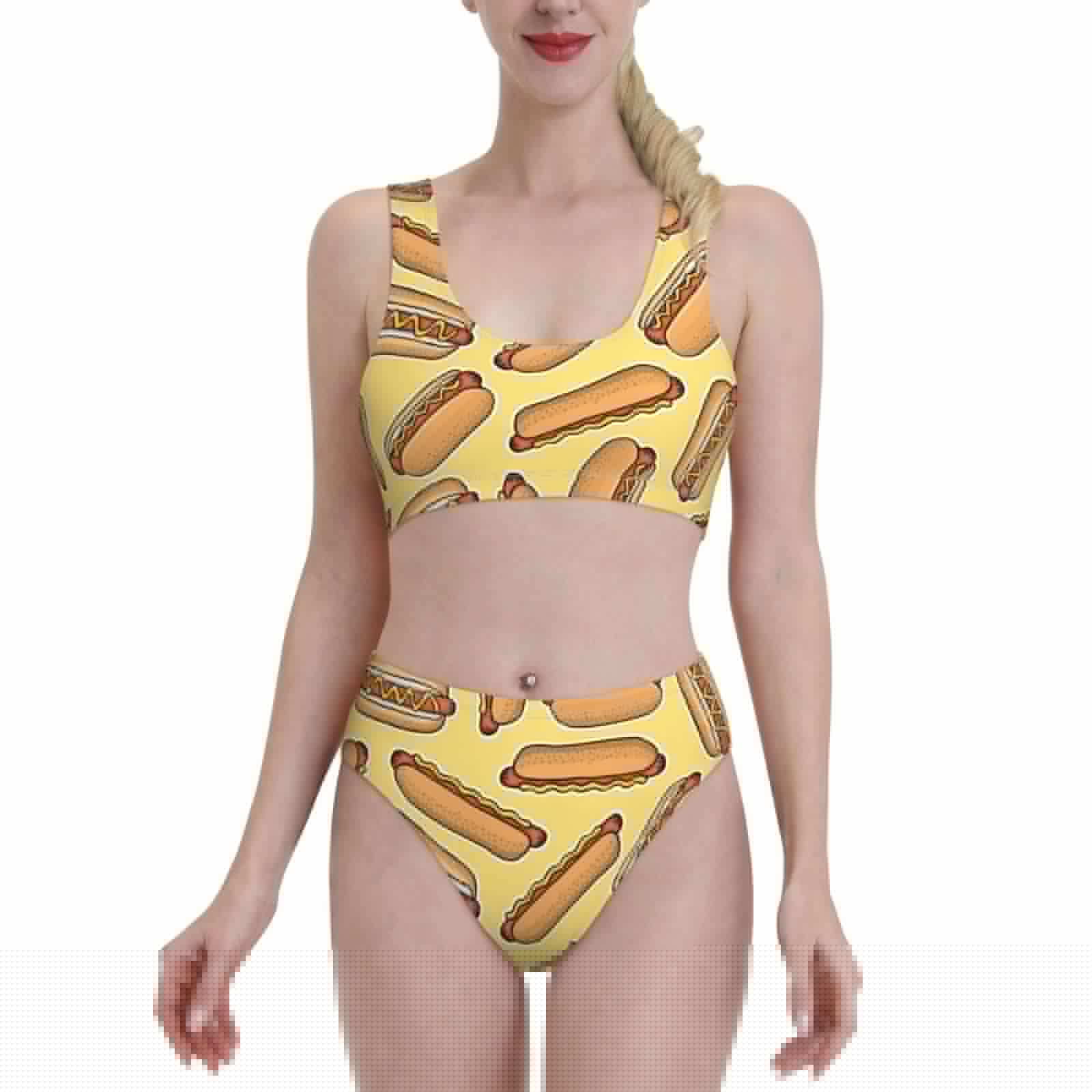 thumbnail image 2 of Picia Hot Dogs Women's High Waisted Bikini Scoop Neck Swimsuit Two Pieces Bathing Suit-Small, 2 of 8