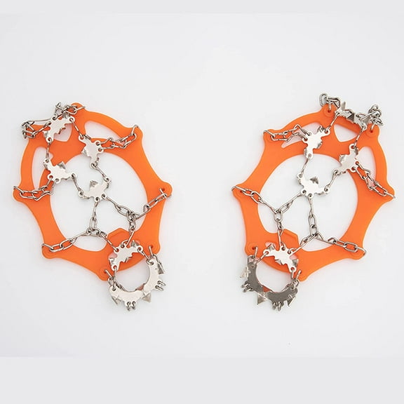 25 Teeth Crampons Traction Cleats Ice Snow Grips Steel Chain Spikes for Women Men Hiking Climbing Fishing Mountaineering