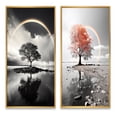 thumbnail image 2 of Designart "Grayscale Arc Rainbow Over the Tree II" Rainbow Framed Wall Art Set Of 2 - Grey Landscapes Framed Canvas Set For Living Room Decor, 2 of 7