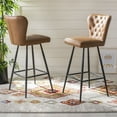 thumbnail image 2 of Safavieh Aster Mid Century Modern Leather Tufted Bar Stool, Set of 2, 2 of 7
