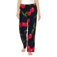 thumbnail image 2 of Goofa Cherry Printed Soft Pajama Pants for Women, Wide Leg Comfy Casual Lounge Yoga Pants-Medium, 2 of 9