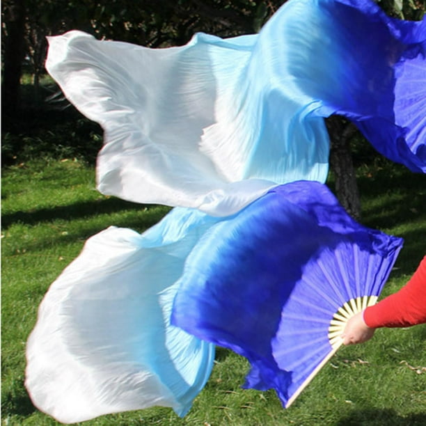 Belly Dance Fans Veils 180cm Silk Fan Flow Handmade Gradient Color Handheld Folding Fan for Lady Costume Accessories - Walmart.com