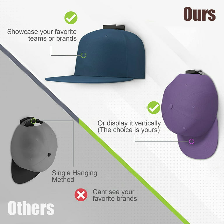 12Pcs Baseball Cap Hooks, TSV Hat Rack for Wall, Adhesive Hat