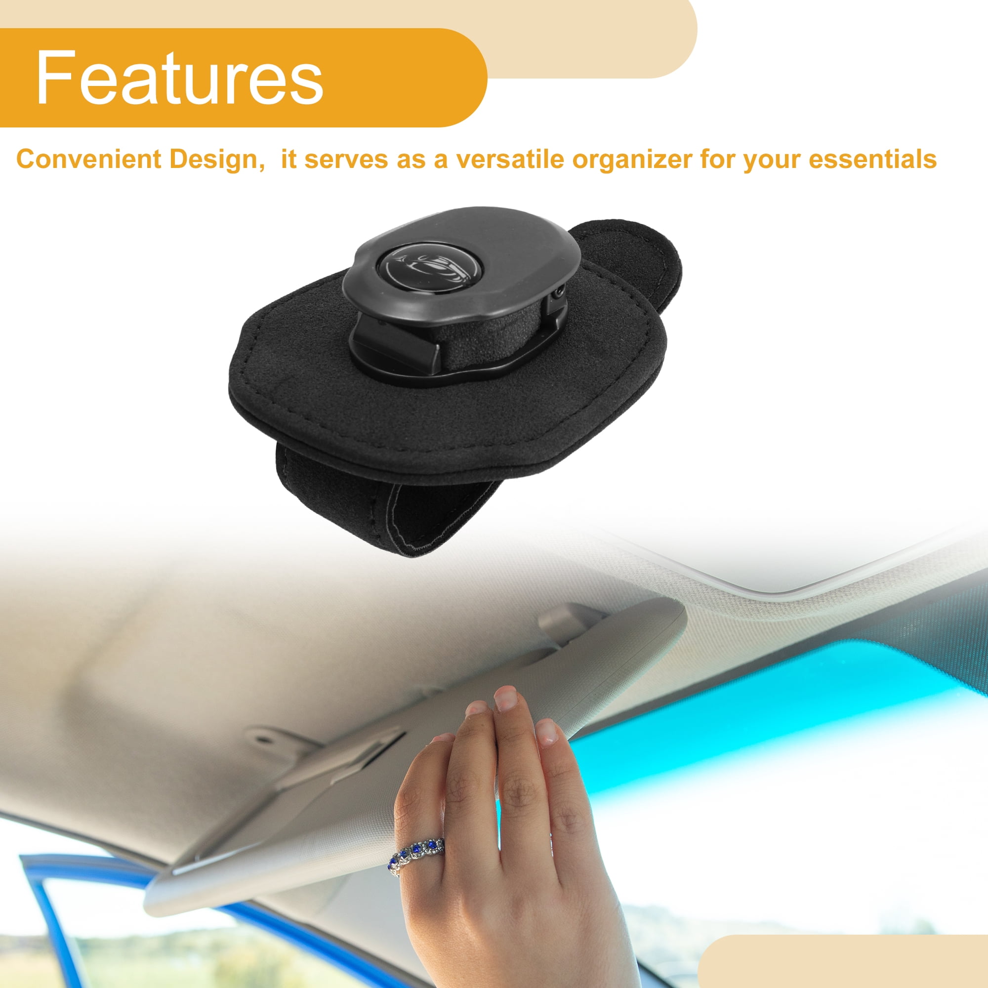 Unique Bargains Car Sunglasses Clip Universal Sun Visor Holder for Car Suede Metal Black