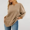 thumbnail image 3 of Zunfeo Waffle Long Sleeve Shirts for Women Casual Oversized Fall Tops Lightweight Pulover Sweatshirts Coffee S, 3 of 7