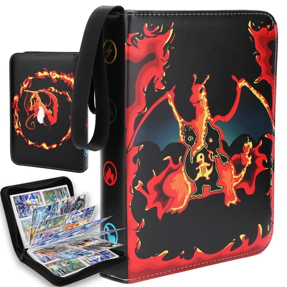 Trading Card Binder, 4-Pocket Album Book Holder for TCG Game, Fits 400 Cards