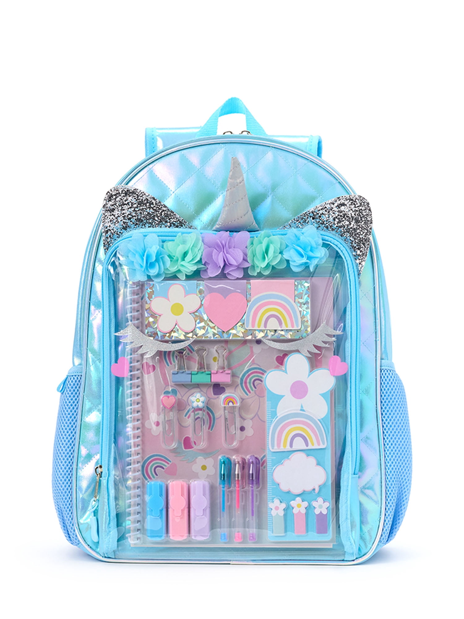 Schoolyard Vibes 17" Kids Unicorn Backpack with Stationary Set