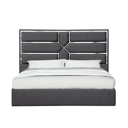 J & M Furniture 18730-Q 55.5 x 64.5 x 83.4 in. Da Vinci Queen Size Bed, Charcoal