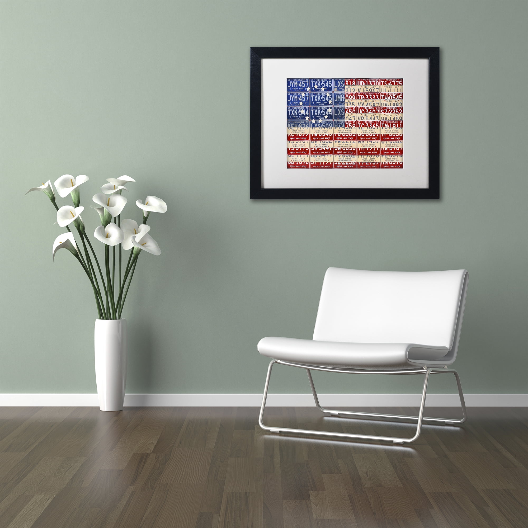 Trademark Fine Art 'Betsy Ross Flag' Canvas Art by Design Turnpike, White Matte, Black Frame