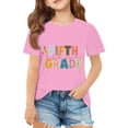 thumbnail image 2 of Tfken Toddler Teen Girls T-Shirts Soft Letter Print Short Sleeve Tops Back To School Summer Pink Tee Size 3 Years-4 Years, 2 of 4