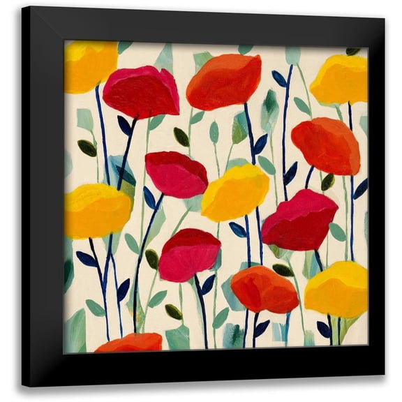 Schmitt, Carrie 12x12 Black Modern Framed Museum Art Print Titled - Cheerful Poppies