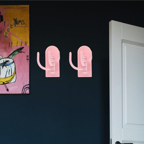 ETEREAUTY 10Pcs Wall Mounted Hooks Pink Multifunctional Design for Kitchen and Bathroom Storage