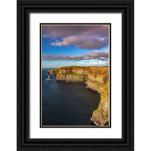 Haney, Chuck 17x24 Black Ornate Wood Framed with Double Matting Museum Art Print Titled - Cliffs of Moher in County Clare-Ireland
