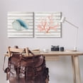 thumbnail image 2 of Nautical Curved Shell Pink Coral Distressed Beige Stripes 24 in x 24 in Painting Canvas Art Print, by Stupell Home Décor Set of 2, 2 of 6
