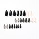 thumbnail image 4 of 24 piezas de uñas postizas a rayas con patrón corto, uñas francesas negras, 4 of 4