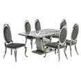 thumbnail image 1 of White Marble 7 piece Dining Set with Silver Stainless Steel Base, 1 of 4