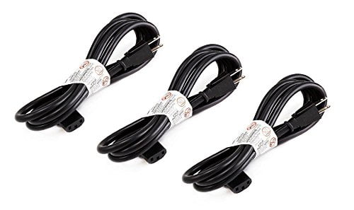 14AWG Right Angle Power Cord Cable w// 3 Conductor PC Power Connector Socket C13//5-15P Black 6 Feet 3 PCS CNE591919