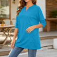 thumbnail image 5 of Bosfbaoi Plus Size Tunic Tops for Women Notched V Neck 3/4 Sleeve Loose Casual Blouse with Side Pockets, 5 of 7