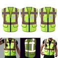 thumbnail image 1 of Chaleco de seguridad de 3 piezas con bolsillos, chaleco de construcción brilnte con tiras tes, Yotijar Chaleco reflectante de seguridad con cremallera, 1 of 10