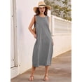 thumbnail image 4 of Women's Dresses Long Sundresses Plaid Striped Pockets Maxi Dress for Summer Casual Beach Vacation Black S, 4 of 9