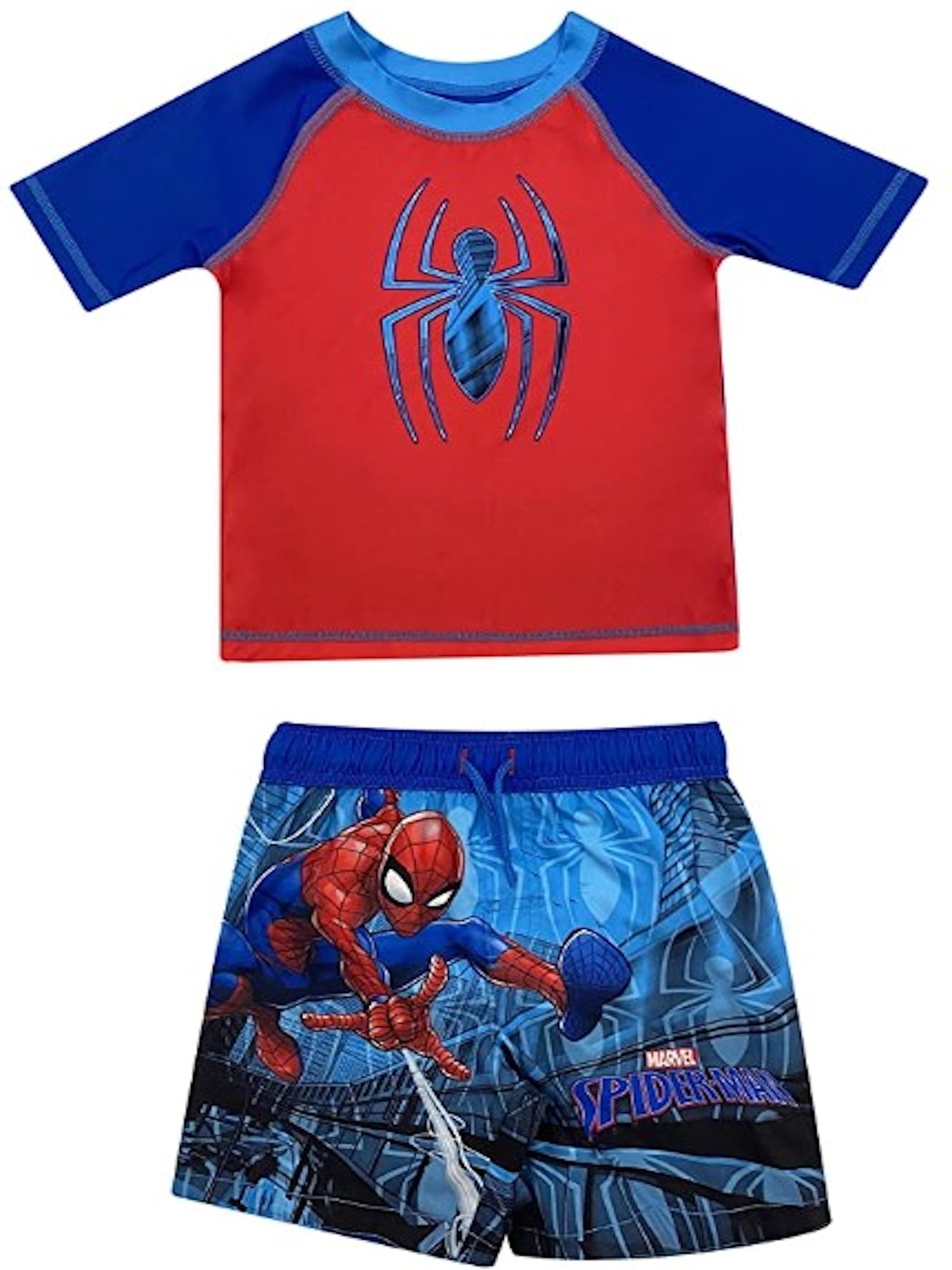 Marvel Spiderman Toddler Boys Swim Trunk and Rashguard set sizes 2T