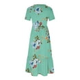 thumbnail image 4 of Amzcrzy Women's Summer Dresses 2024 Fashion Casual Bohemian Floral Beach Dresses Short Sleeve Crewneck Sundress Flowy Maxi Beach Dress Long Beach Midi Dress with Pockets S-2XL, 4 of 4