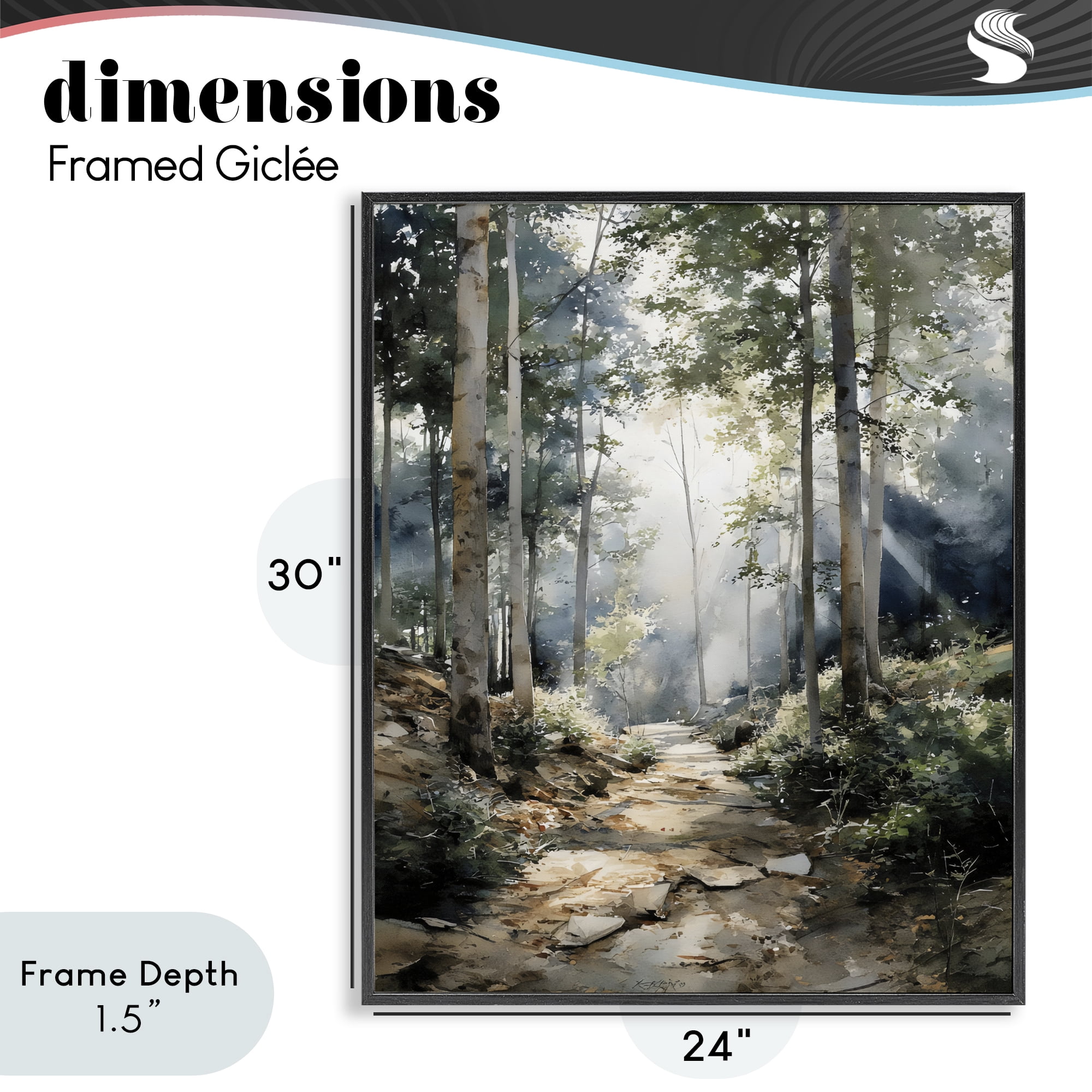 Stupell Industries Through The Woods Pathway Black Framed Giclee Art, design by Franklyn Gregory