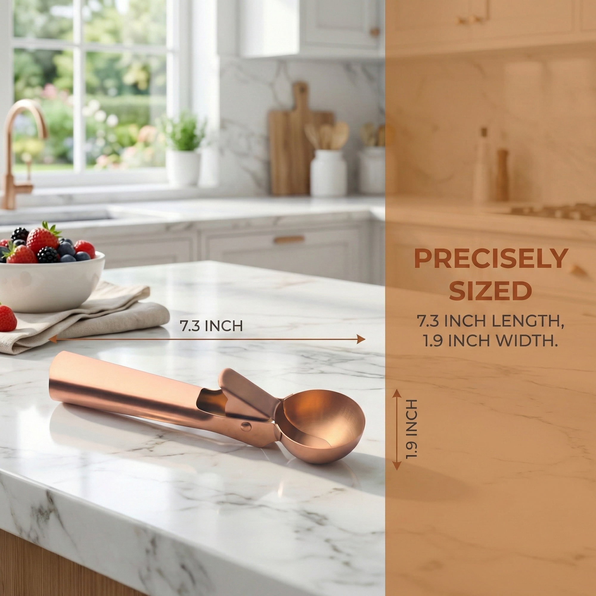 Unique Bargains Stainless Steel Pop-out Scooper with Handle Rose Gold