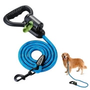 Angle View: Ownpets Blue 5ft Reflective Dog Nylon Leash w/ Waste Bag Dispenser Training Rope