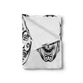 thumbnail image 2 of Kabuki Soft Flannel Fleece Throw Blanket, Japanese Nogaku Theatricals Showing Emotions Expressions Culture, Cozy Plush for Indoor and Outdoor Use, 60" x 80", Black and White, by Ambesonne, 2 of 6
