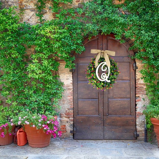 1PC Unique Last Name Year Round Front Door Wreath With Bow Welcome Mini for Cabinets Small Grapevine Wreath Christmas for Outdoors Lit Wreath Lighted Wreaths for Outdoors Battery Operated