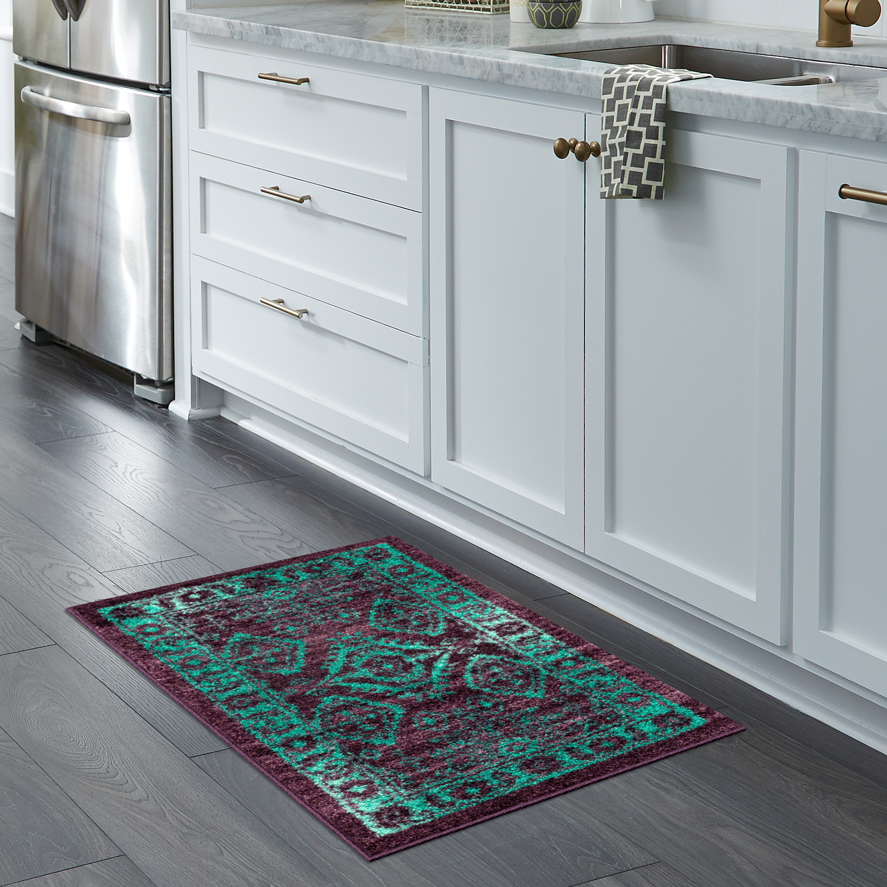 Maples Rugs Global Arya Indoor Entryway Accent Rug, Plum|Spa Green, 1'8"x2'10" - image 2 of 6